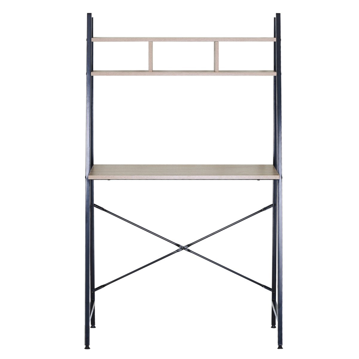 Γραφείο ArteLibre LYNDALE Με Ράφια Δρυς/Μαύρο Μοριοσανίδα/Μέταλλο 84x46x142cm Γραφείο ArteLibre LYNDALE Με Ράφια Δρυς/Μαύρο Μοριοσανίδα/Μέταλλο 84x46x142cm