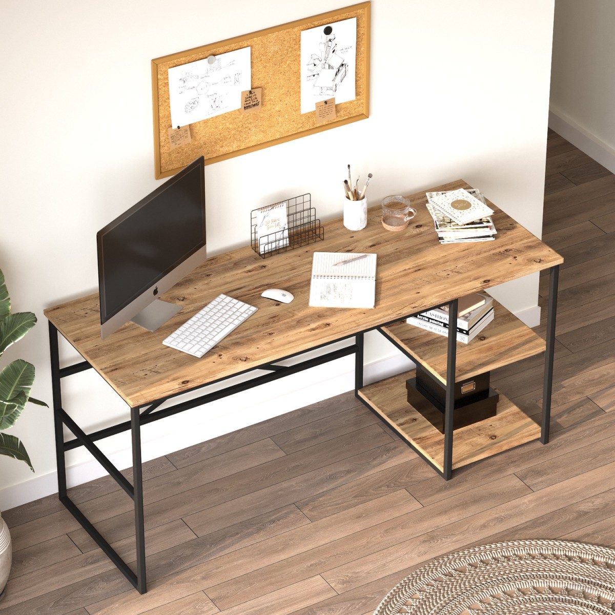 Γραφείο ArteLibre GALLOWAY Πεύκο/Μαύρο Μοριοσανίδα/Μέταλλο 160x60x75cm Γραφείο ArteLibre GALLOWAY Πεύκο/Μαύρο Μοριοσανίδα/Μέταλλο 160x60x75cm