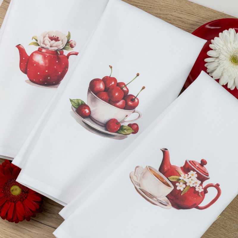 Ποτηρόπανα Κουζίνας Cherry Σετ 3ΤΜΧ