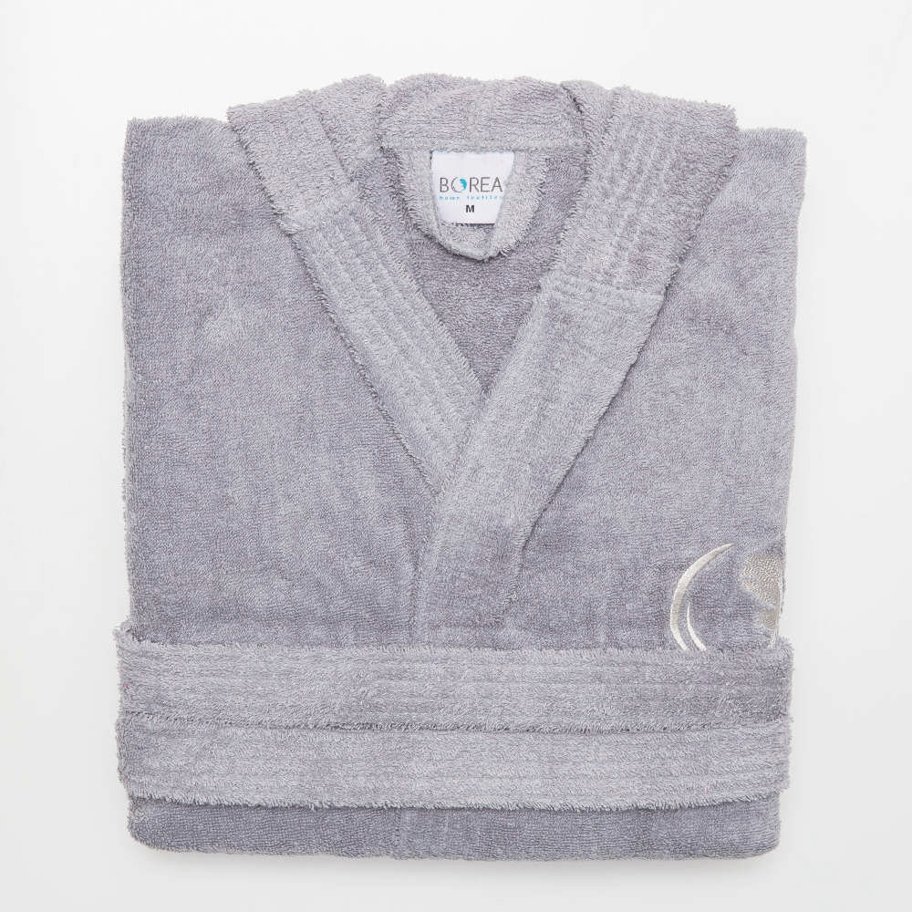 Μπουρνούζι Ενηλίκων Με Κουκούλα Logo Γκρι