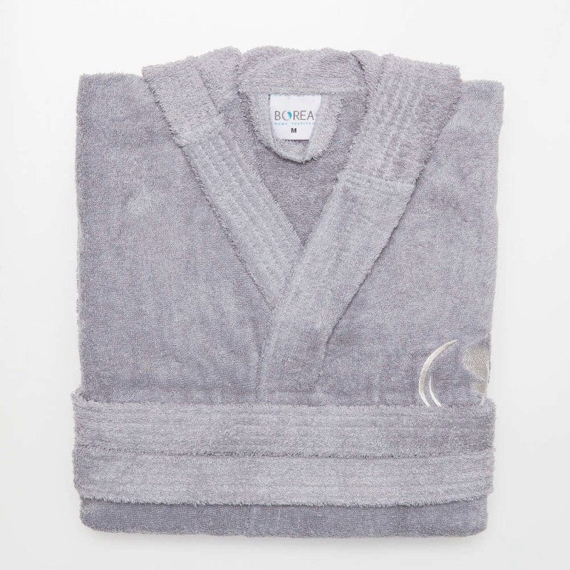 Μπουρνούζι Ενηλίκων Με Κουκούλα Logo Γκρι