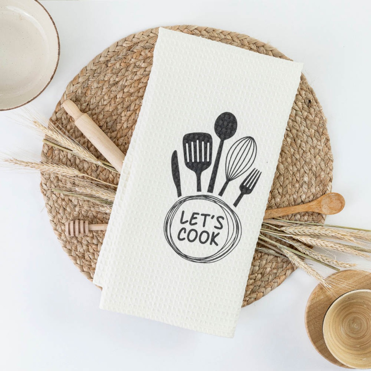 Ποτηρόπανα Κουζίνας Waffle Let's Cook