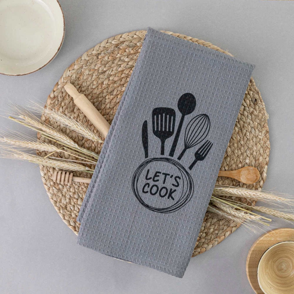 Ποτηρόπανα Κουζίνας Waffle Let's Cook