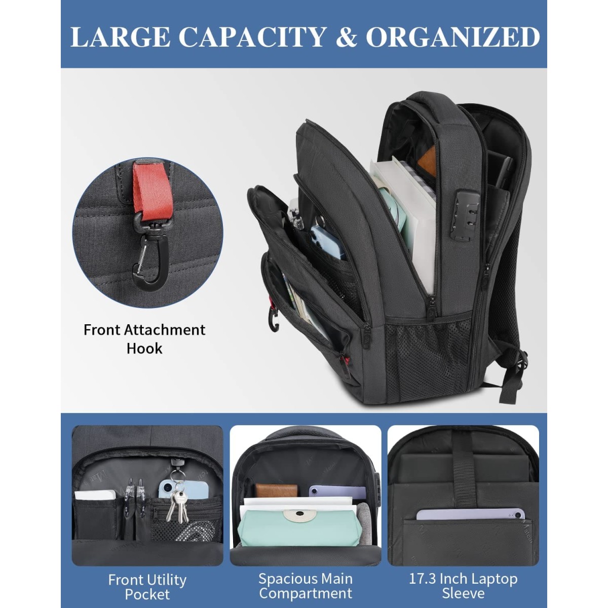 Σακίδιο πλάτης 30L Laptop 17,3” Matein 1425 μαύρο