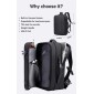 Σακίδιο πλάτης vacuum Tsa Lock με ζυγαριά 36L Laptop 17,3” Bange 1909-8 μαύρο