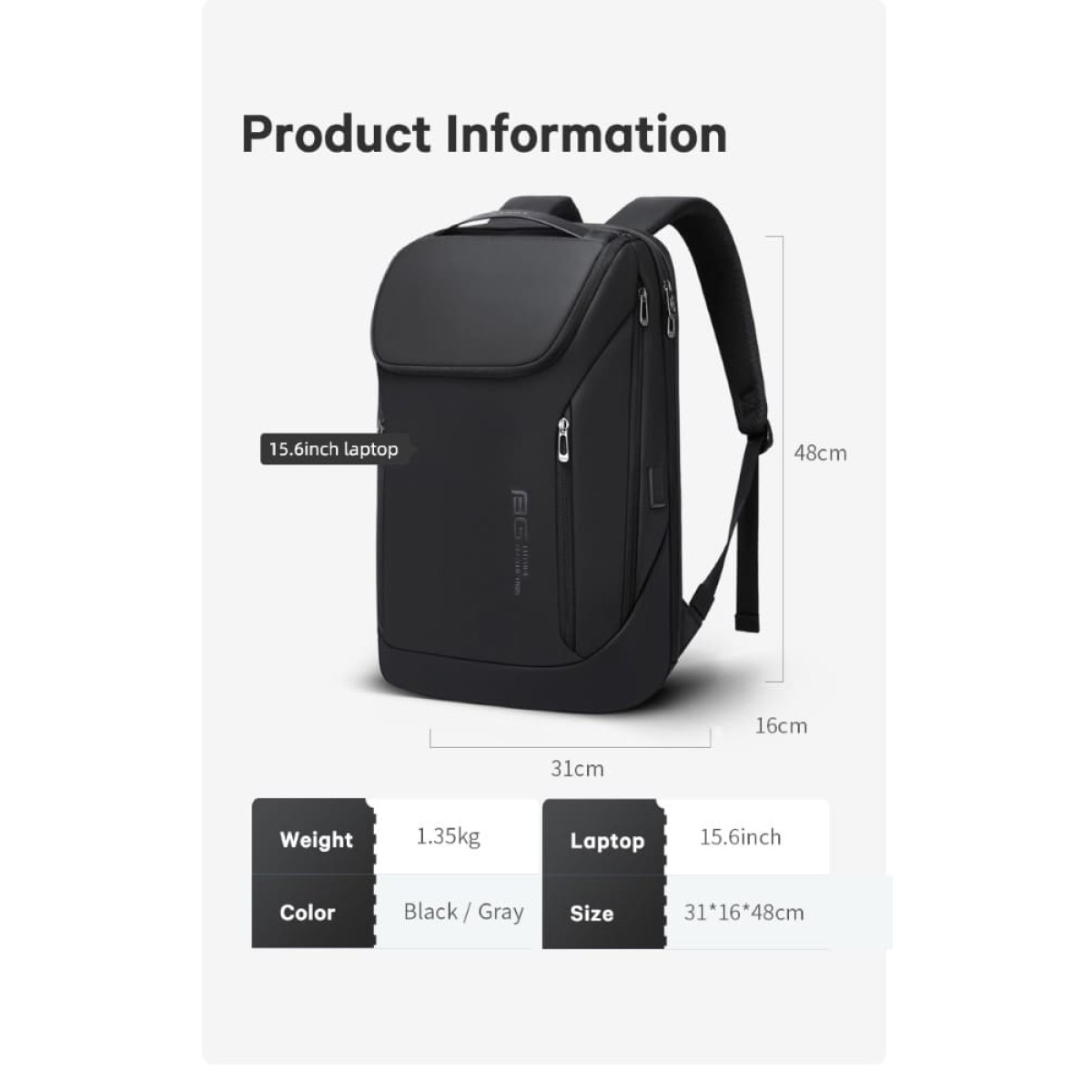 Σακίδιο πλάτης 24L Laptop 15,6” Bange 2517 μαύρο