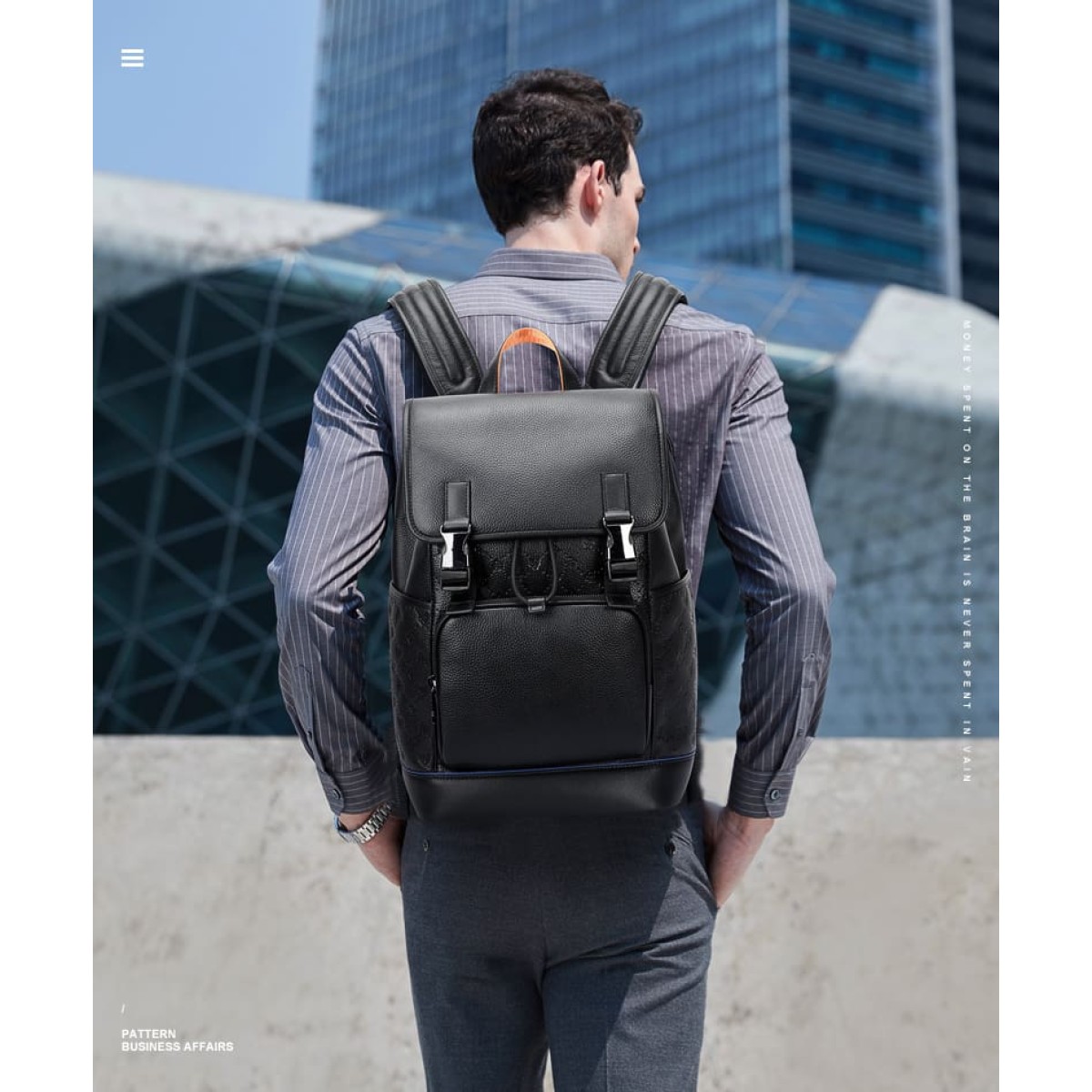 Σακίδιο πλάτης Δερμάτινο 20L Laptop 15,6” Bopai 61-128811 μαύρο