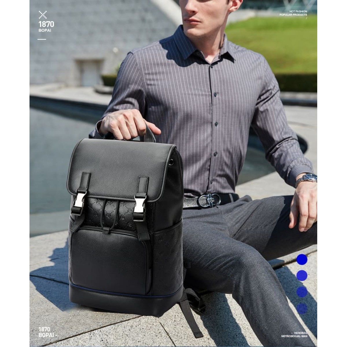 Σακίδιο πλάτης Δερμάτινο 20L Laptop 15,6” Bopai 61-128811 μαύρο
