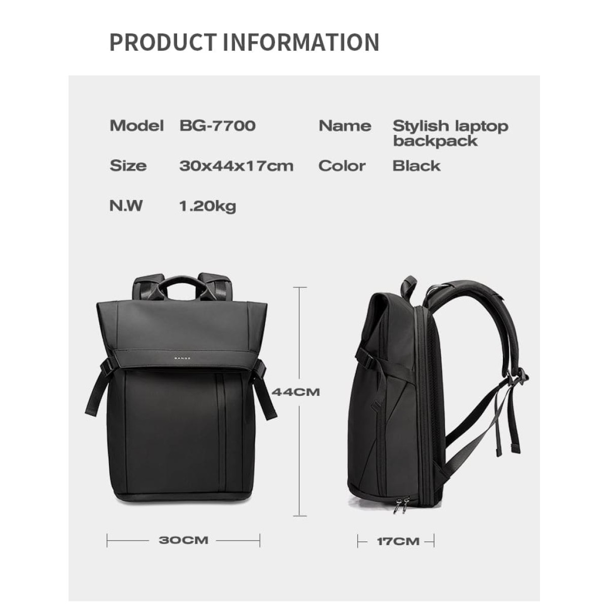 Σακίδιο πλάτης 24L Laptop 15,6” Bange 7700 μαύρο