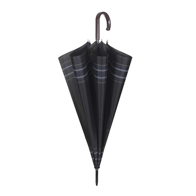 Umbrella Gent Golf 65/8 Aut. black with border stripe μπλε