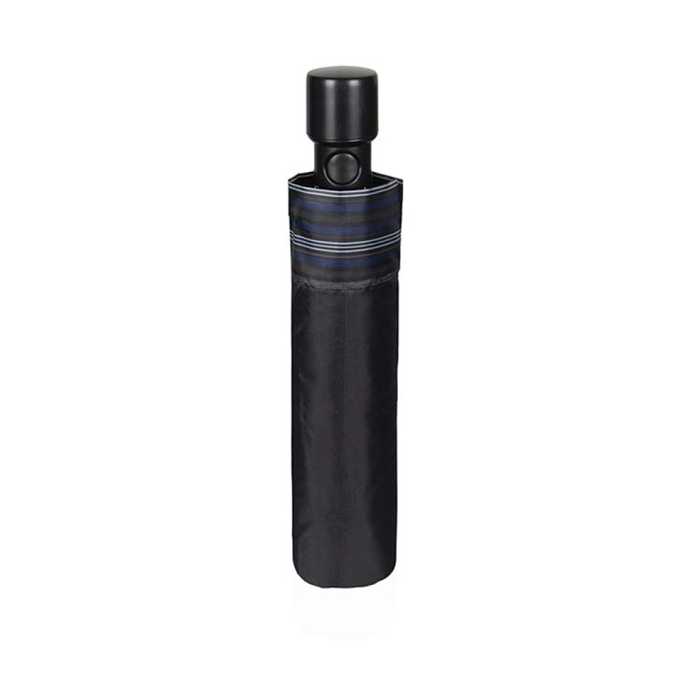 Umbrella Gent Mini 54/8 Aut. 3 section round black with border stripe μπλε
