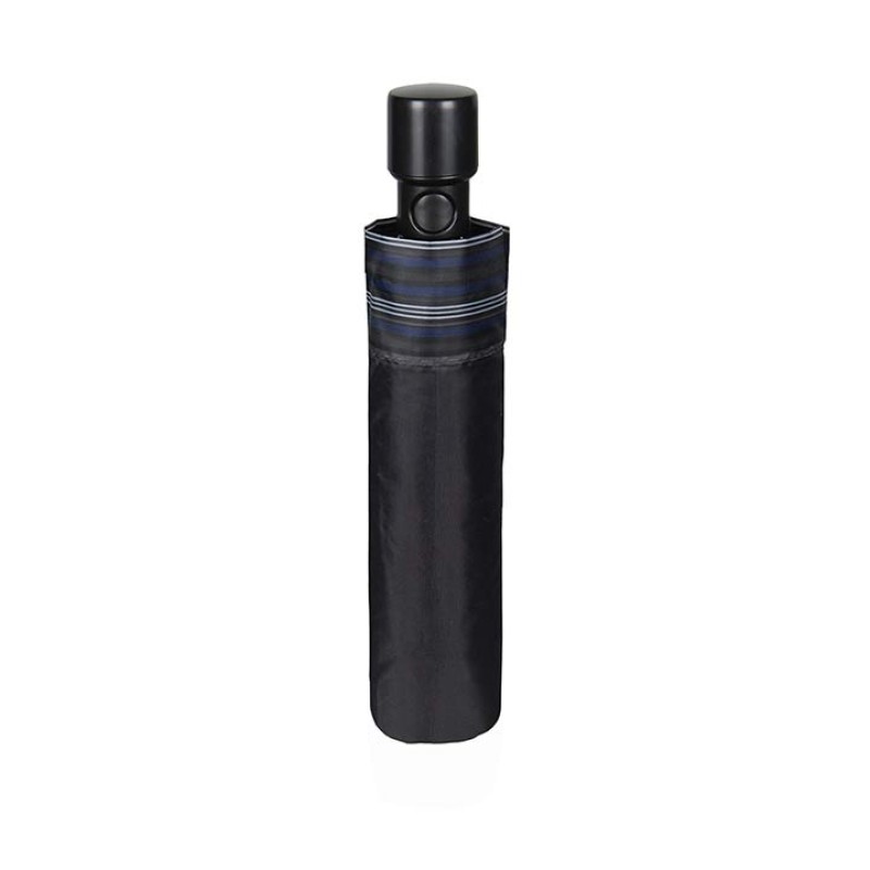 Umbrella Gent Mini 54/8 Aut. 3 section round black with border stripe μπλε