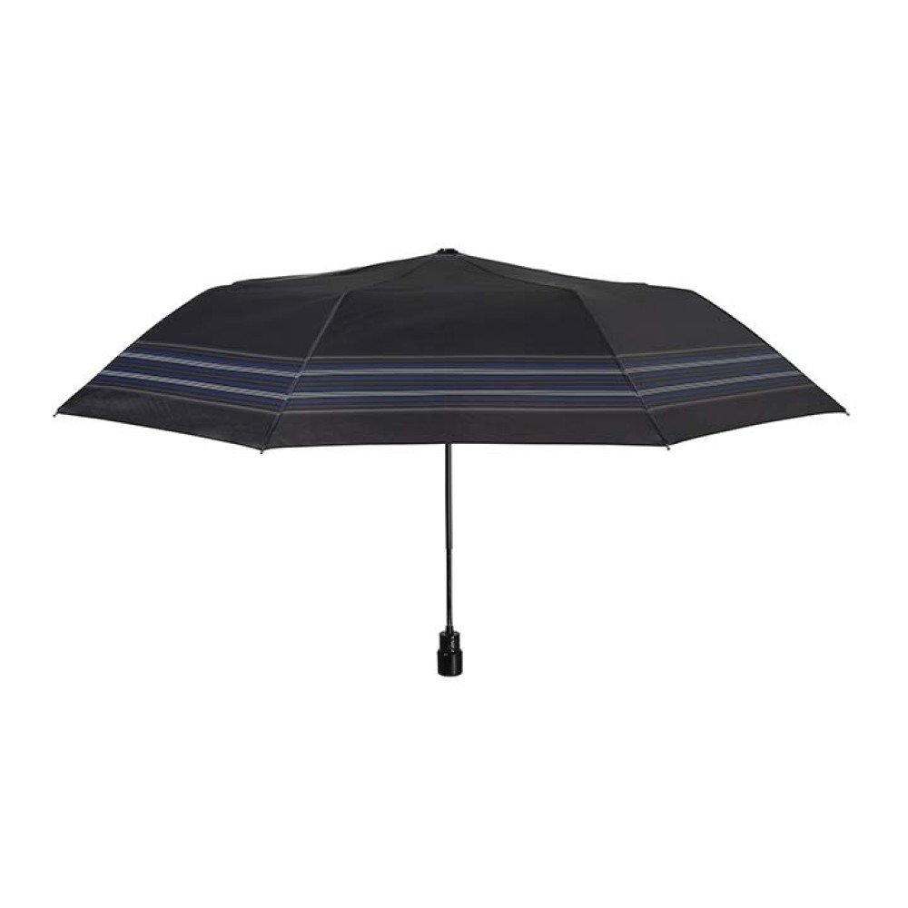 Umbrella Gent Mini 54/8 Aut. 3 section round black with border stripe μπλε
