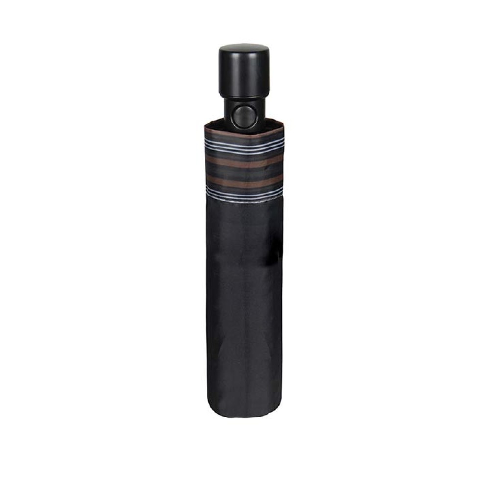 Umbrella Gent Mini 54/8 Aut. 3 section round black with border stripe καφέ