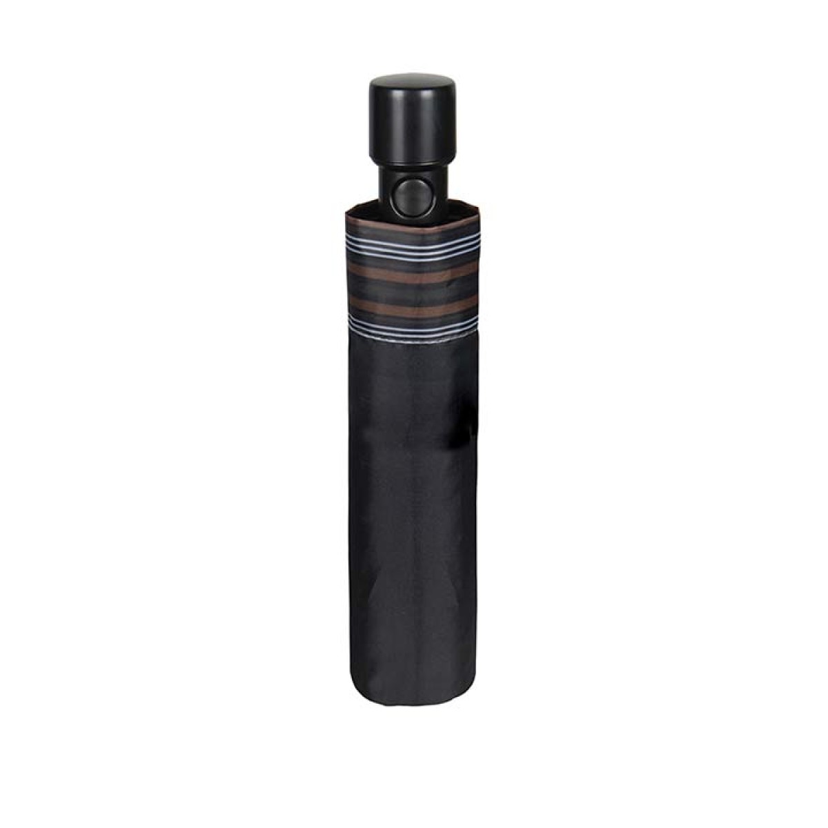 Umbrella Gent Mini 54/8 Aut. 3 section round black with border stripe καφέ