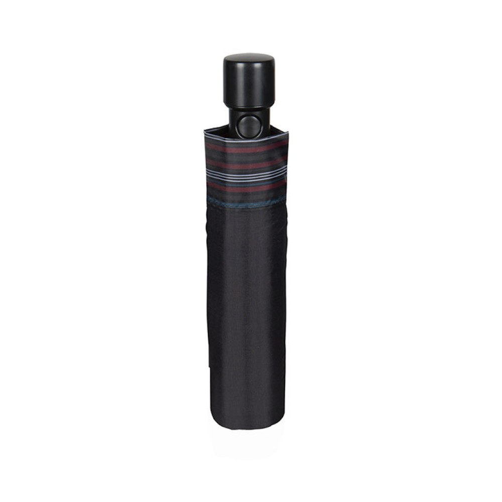 Umbrella Gent Mini 54/8 Aut. 3 section round black with border stripe κόκκινο