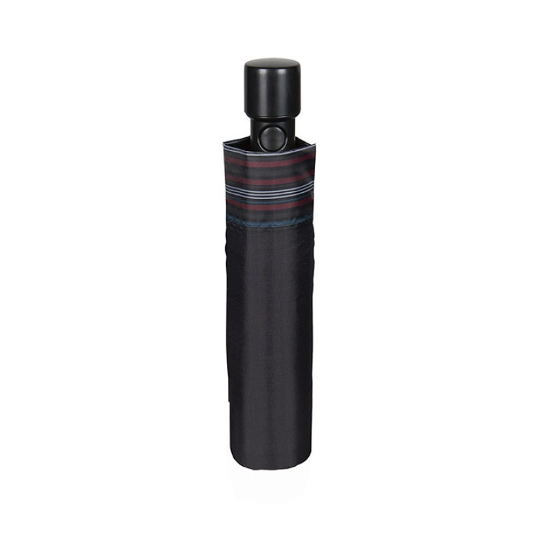 Umbrella Gent Mini 54/8 Aut. 3 section round black with border stripe κόκκινο