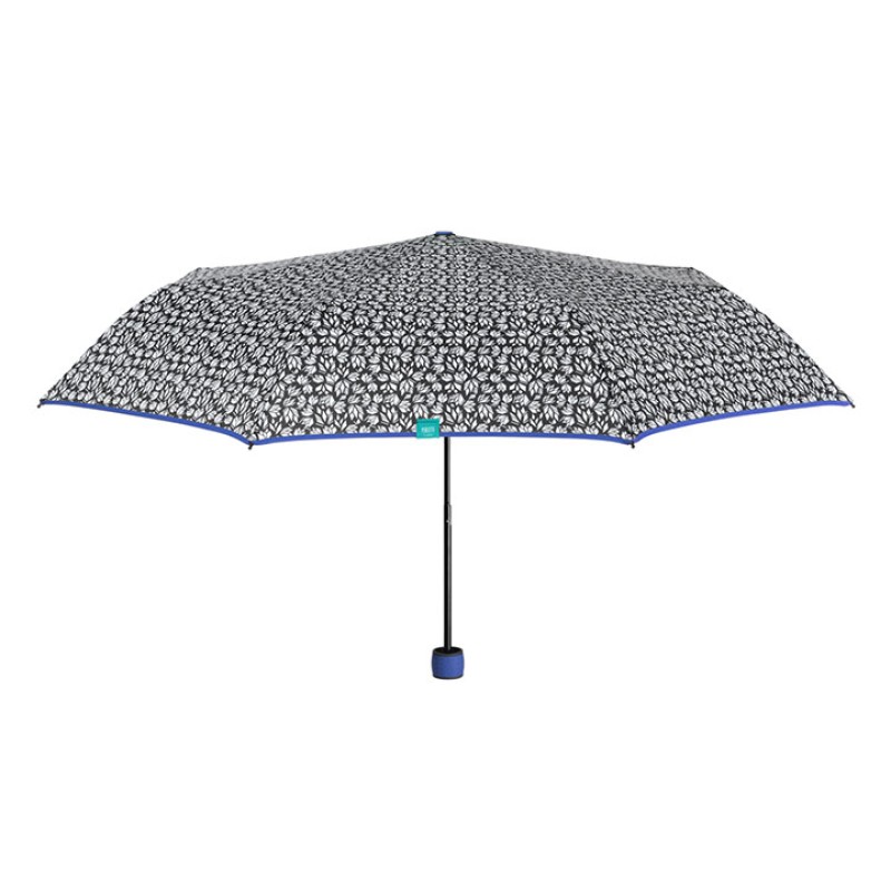 Umbrella Lady Mini 54/8 Man. 3 section round White black fluo windproof Microfibre μπλε