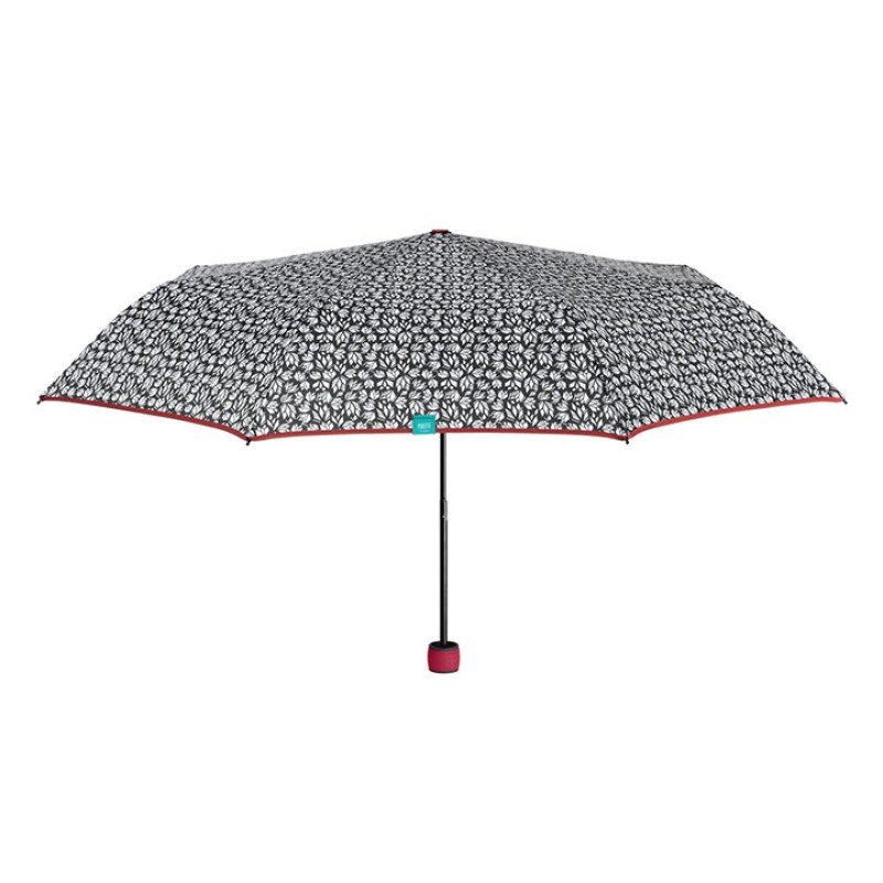 Umbrella Lady Mini 54/8 Man. 3 section round White black fluo windproof Microfibre κόκκινο