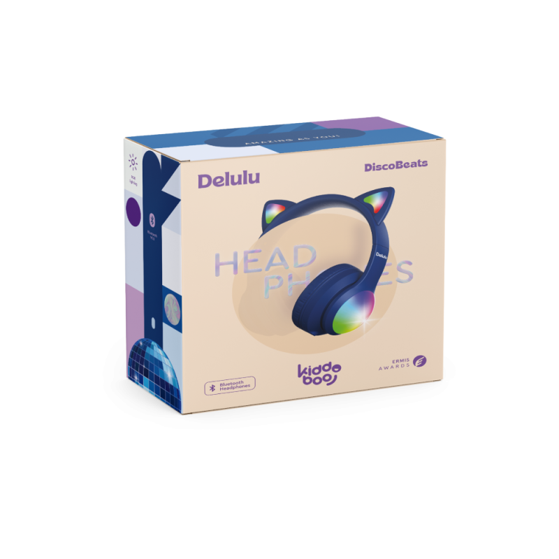 Kiddoboo Delulu Bluetooth Headphones DiscoBeats Blue