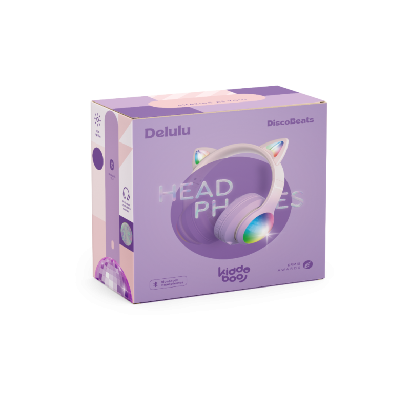 Kiddoboo Delulu Bluetooth Headphones DiscoBeats Pink