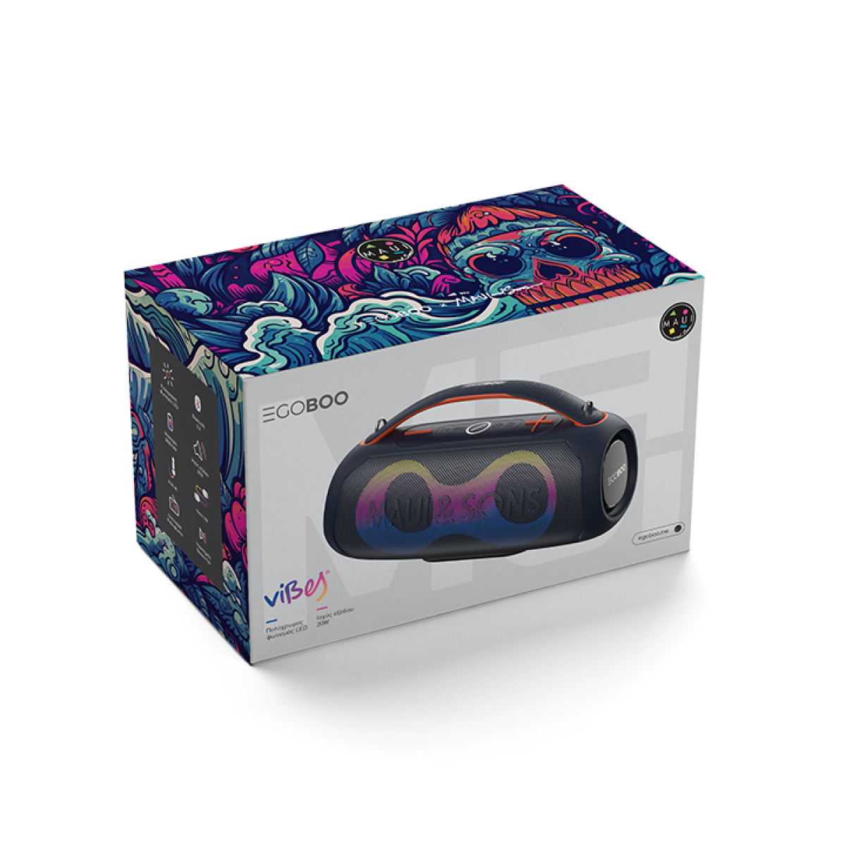 Egoboo X MAUI BT LED Speaker Vibes, Blue