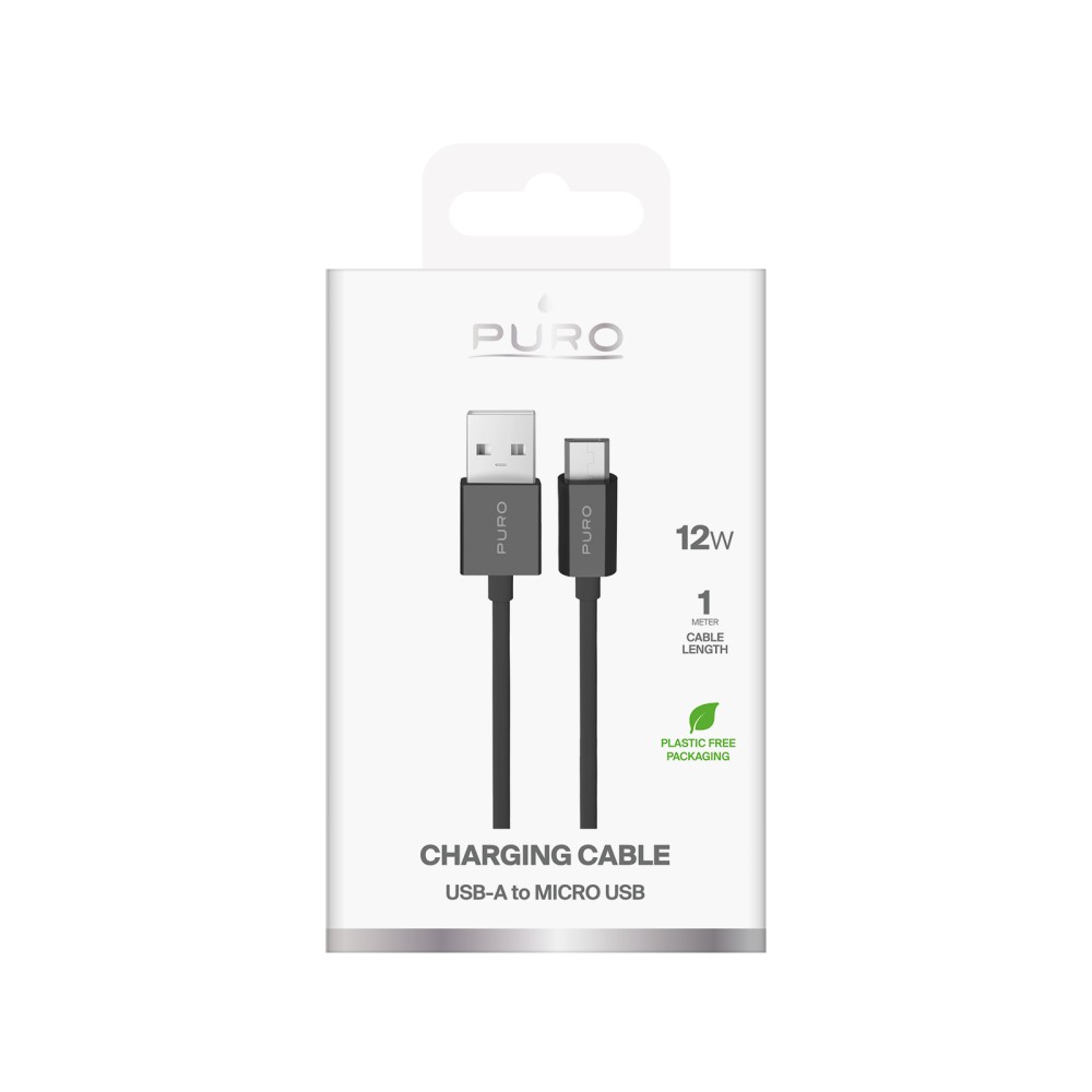 Puro Cable in TPE , USB-A Micro USB, 1m, 2.0, 12W, Black