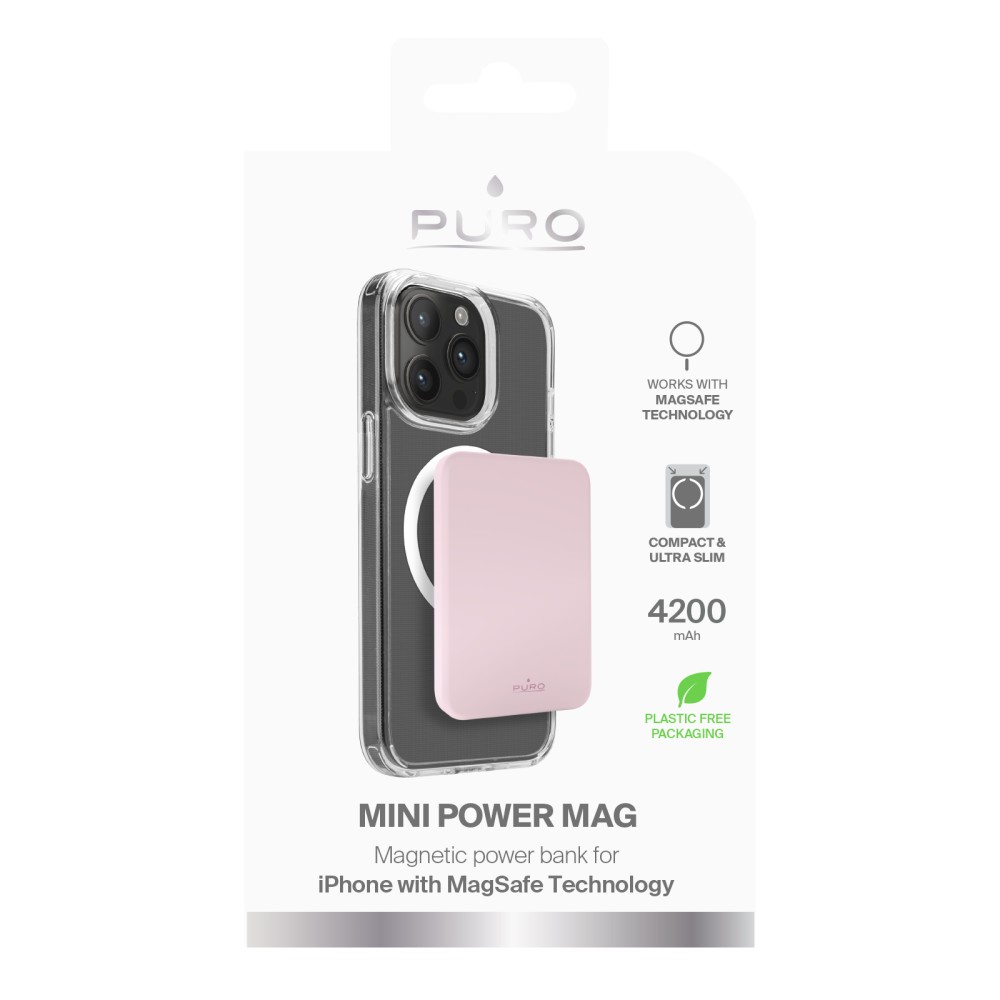 Puro Powerbank 4200mAh MagSafe USB-C, pink