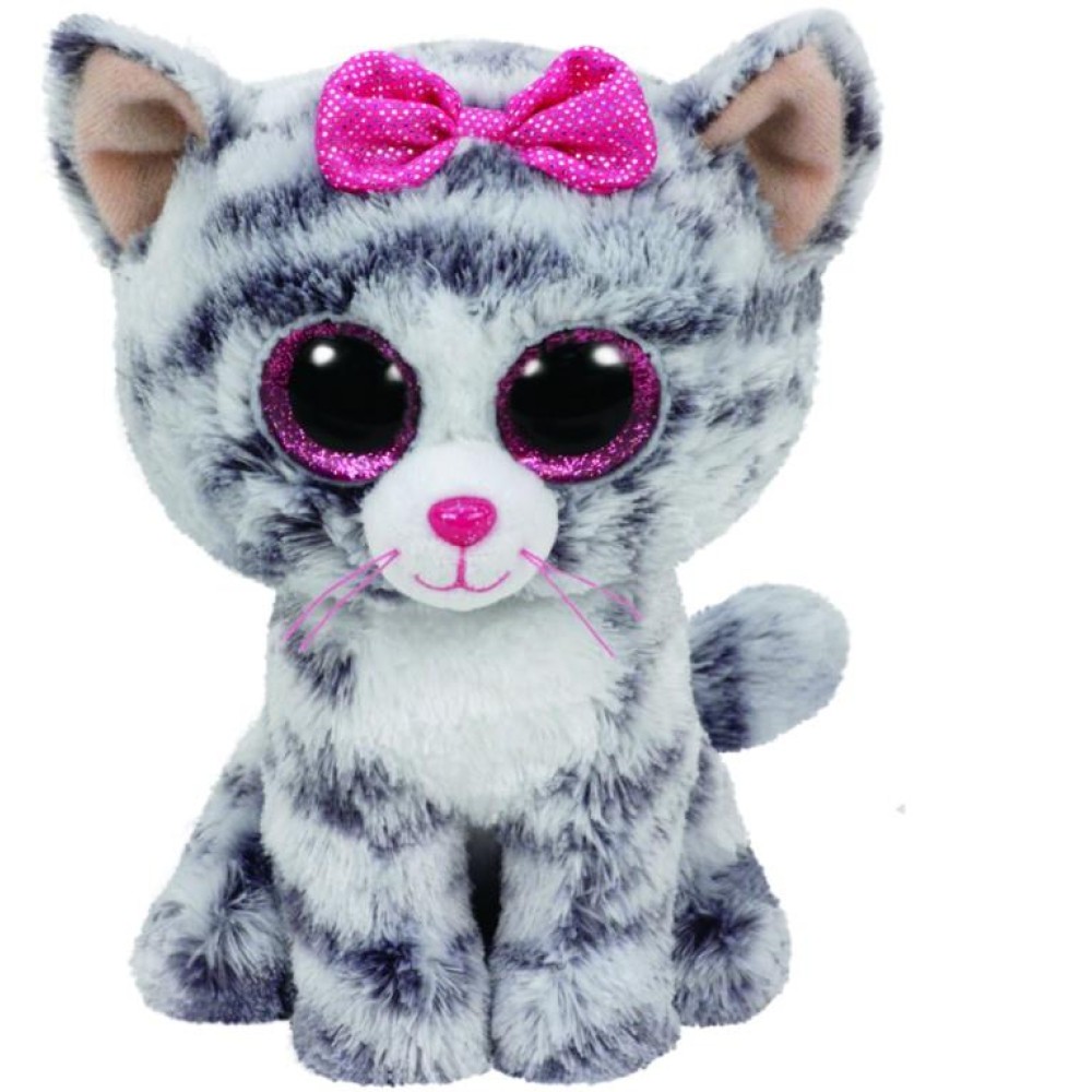 TY BEANIE BOO - KIKI THE CAT GREY PLUSH TOY (15cm) (1607-37190)