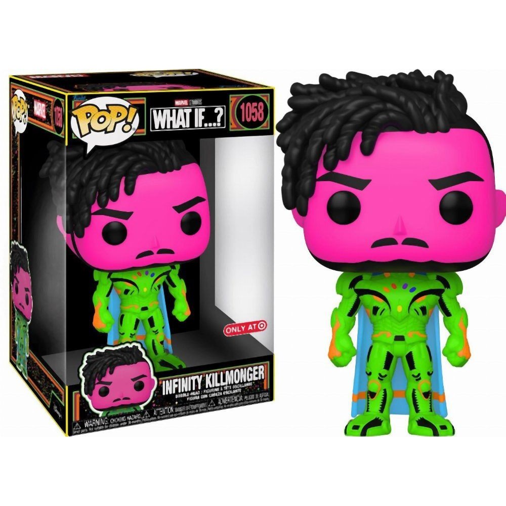 Funko Pop! Marvel Jumbo: What If...? - Infinity Killmonger (Blacklight) (Special Edition) #1058 Bobble-Head Vinyl Figure (10")
