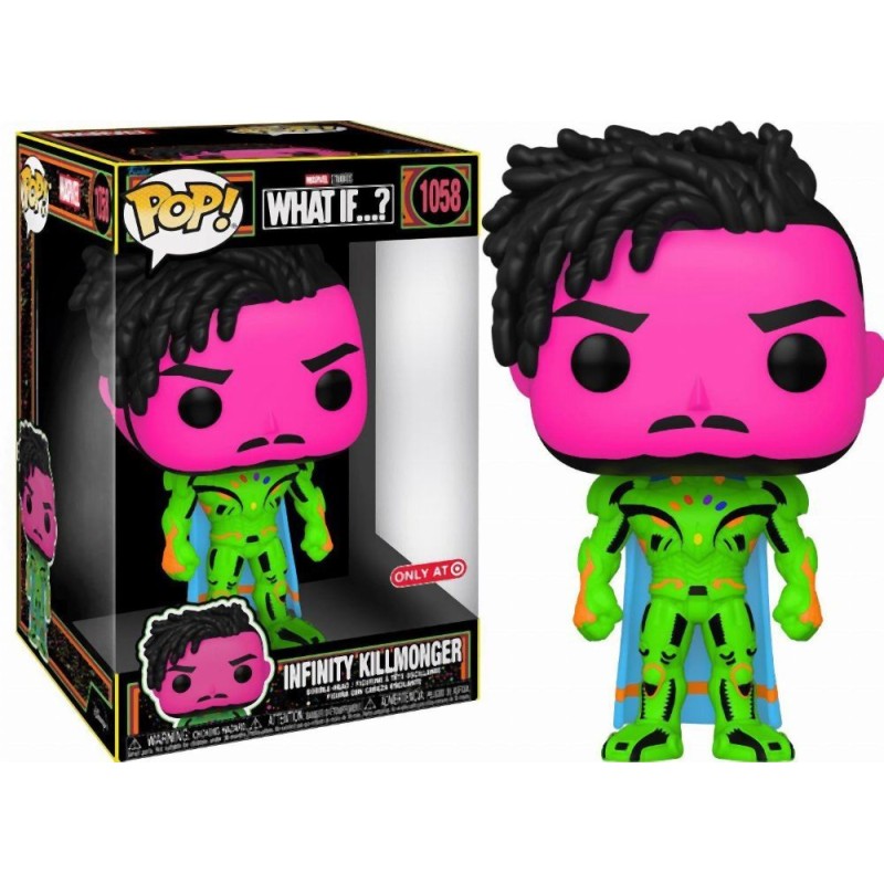 Funko Pop! Marvel Jumbo: What If...? - Infinity Killmonger (Blacklight) (Special Edition) #1058 Bobble-Head Vinyl Figure (10")