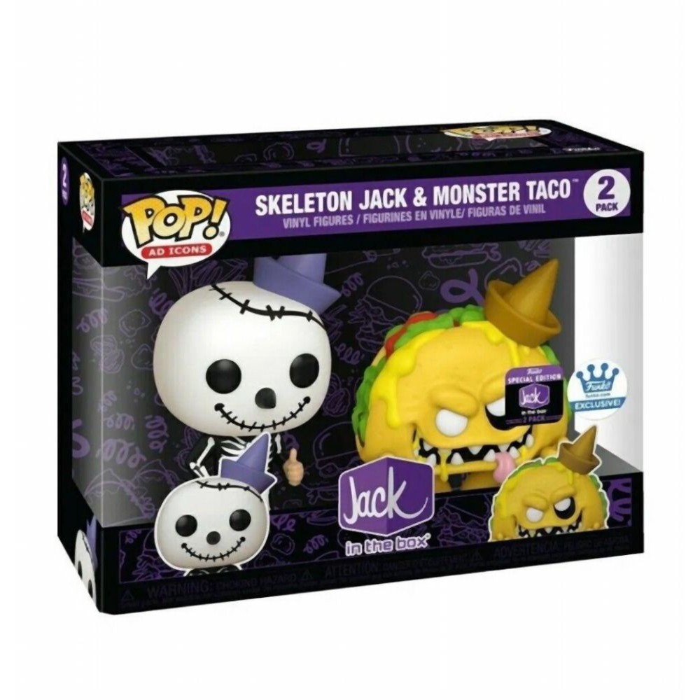 Funko Pop! 2-Pack Ad Icons: Jack in the Box - Skeleton Jack &amp; Monster Taco (Special Edition) Vinyl Figures