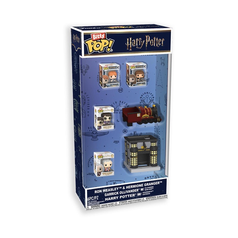 Funko Bitty Pop!: Harry Potter - Ron Weasley &amp; Hermione Granger / Garrick Ollivander/Ollivanders Wand Shop / Harry Potter W/Hogwarts Express Starter Set