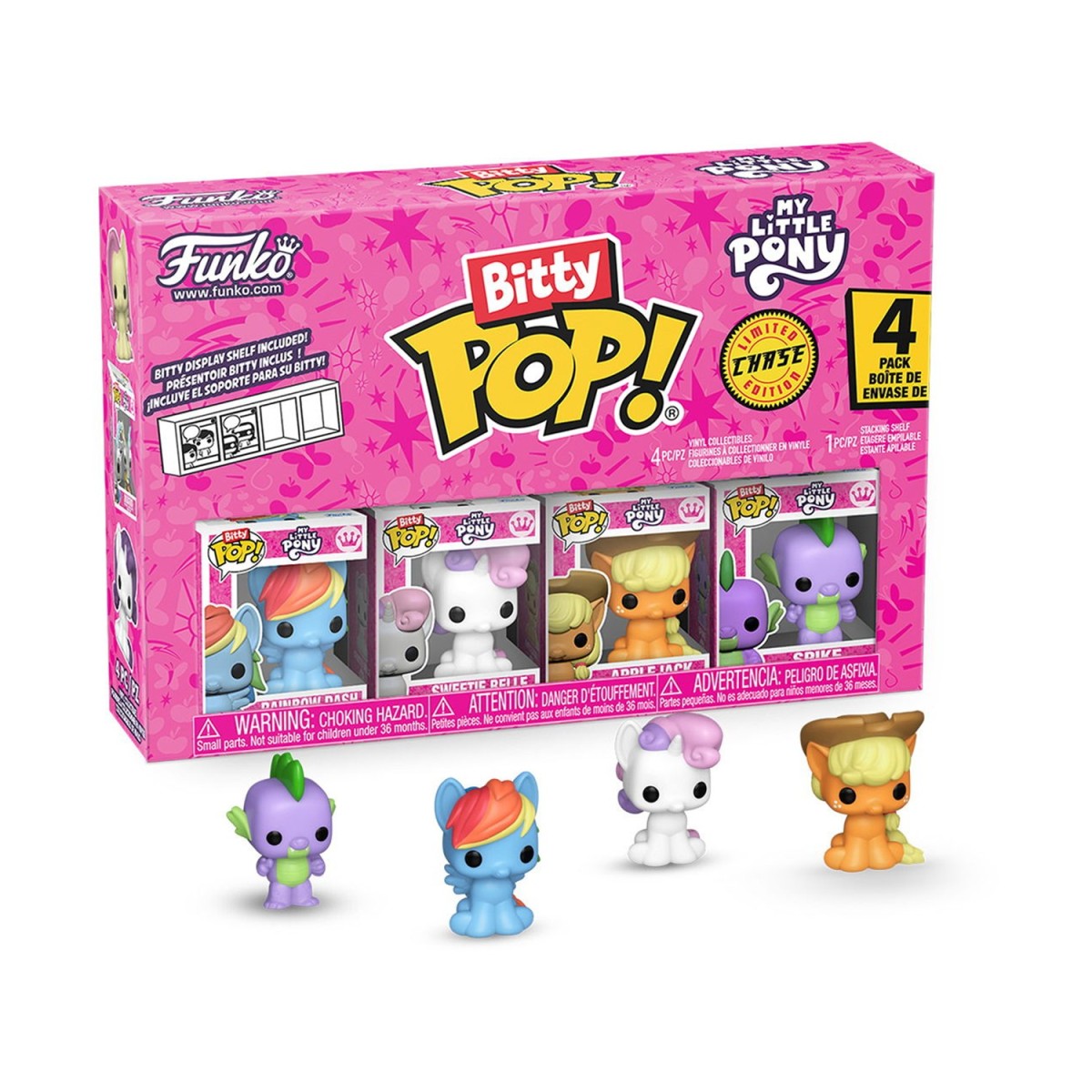 Funko Bitty Pop! 4-Pack: My Little Pony - Rainbow Dash, Sweetie Belle, Applejack, Spike Vinyl Figures