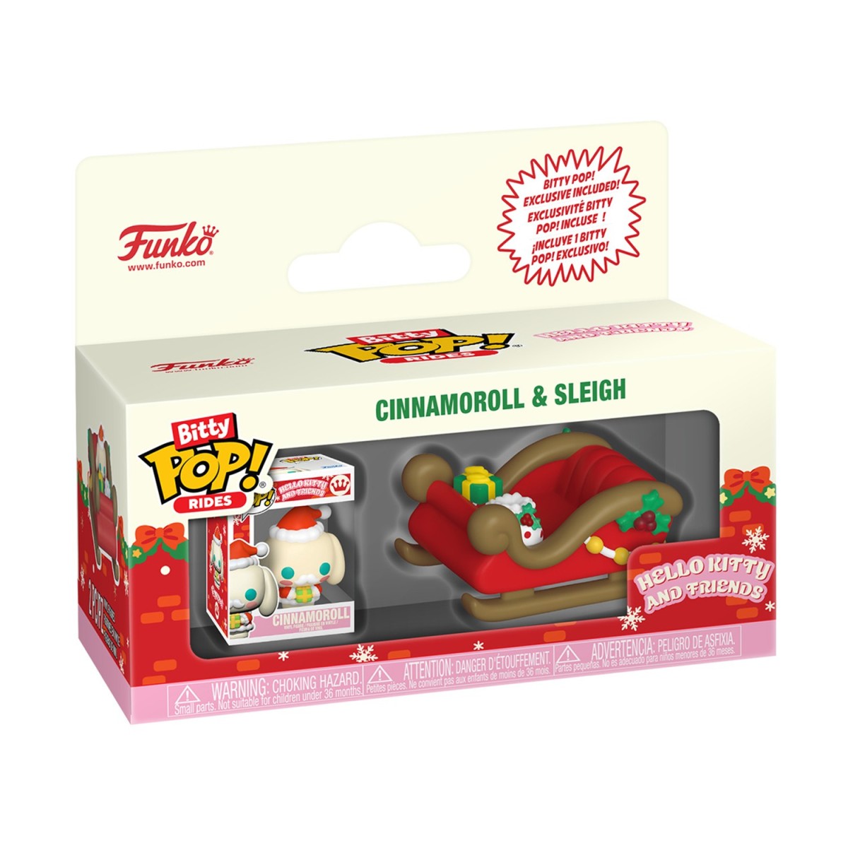 Funko Bitty Pop! Rides: Hello Kitty And Friends (Holiday) - Cinnamoroll &amp; Sleigh Vinyl Figures