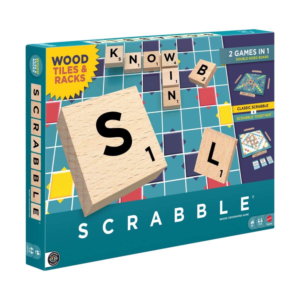 Mattel Games Family: Scrabble - New Scrabble with Wooden Letters (Greek Language) (JLJ58)