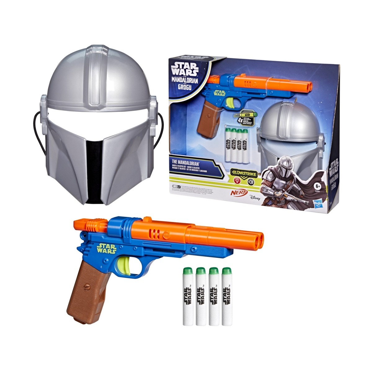 Hasbro Disney: Nerf Glowstrike Star Wars The Mandalorian and Grogu - The Mandalorian Mask &amp; Blaster Set (G2527)