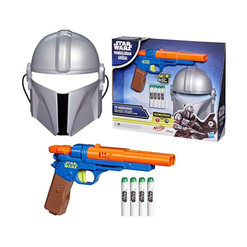 Hasbro Disney: Nerf Glowstrike Star Wars The Mandalorian and Grogu - The Mandalorian Mask &amp; Blaster Set (G2527)