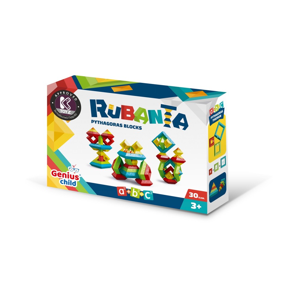 K-Toyz Επιτραπέζιο: Rubanta - Blocks Πυθαγόρειο Θεώρημα Ξύλινο Εκπαιδευτικό Παιχνίδι (Greek&amp; English Language) (ASK-04)