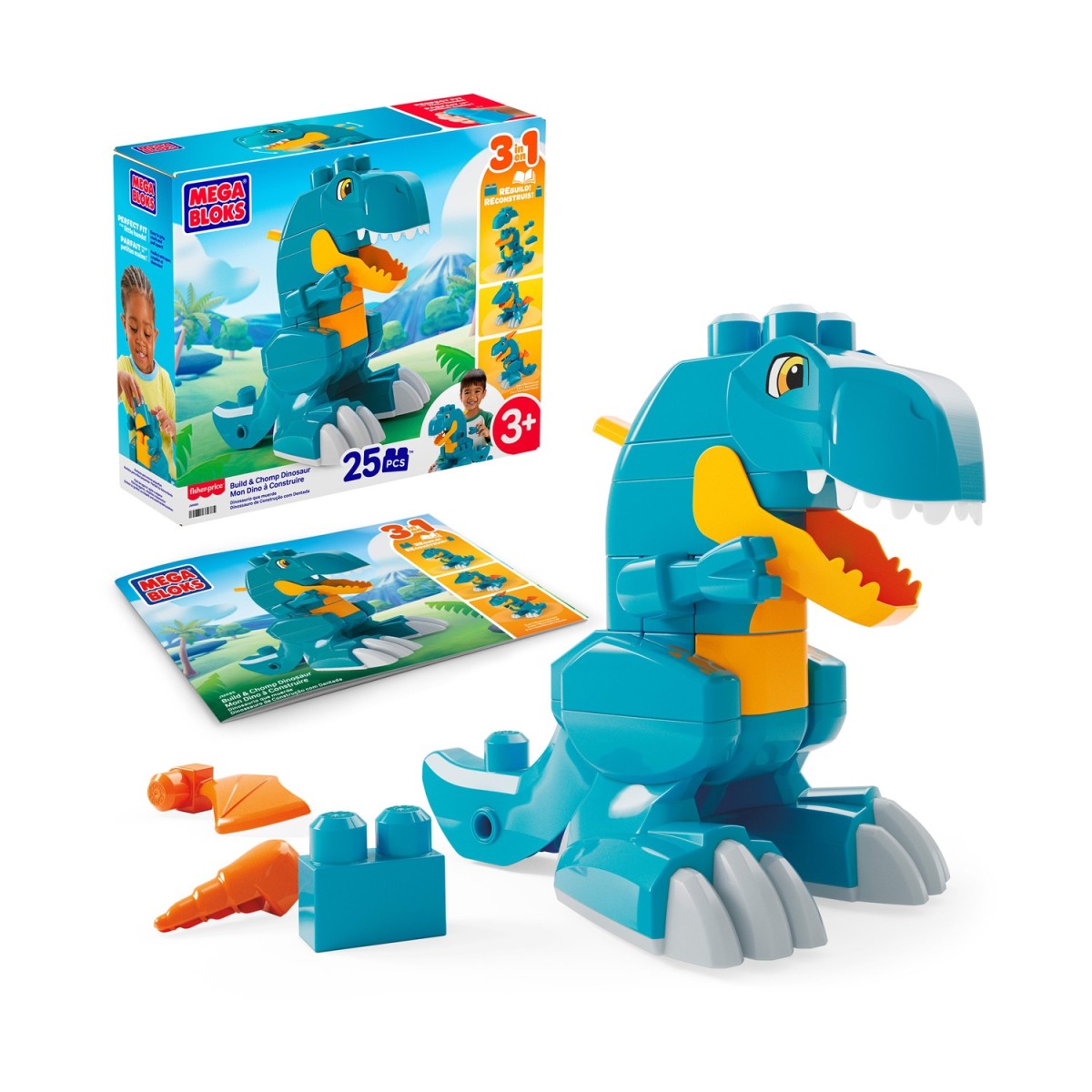 Mattel Mega Bloks: Build &amp; Chomp Dinosaur 3-in-1 (JMK85)