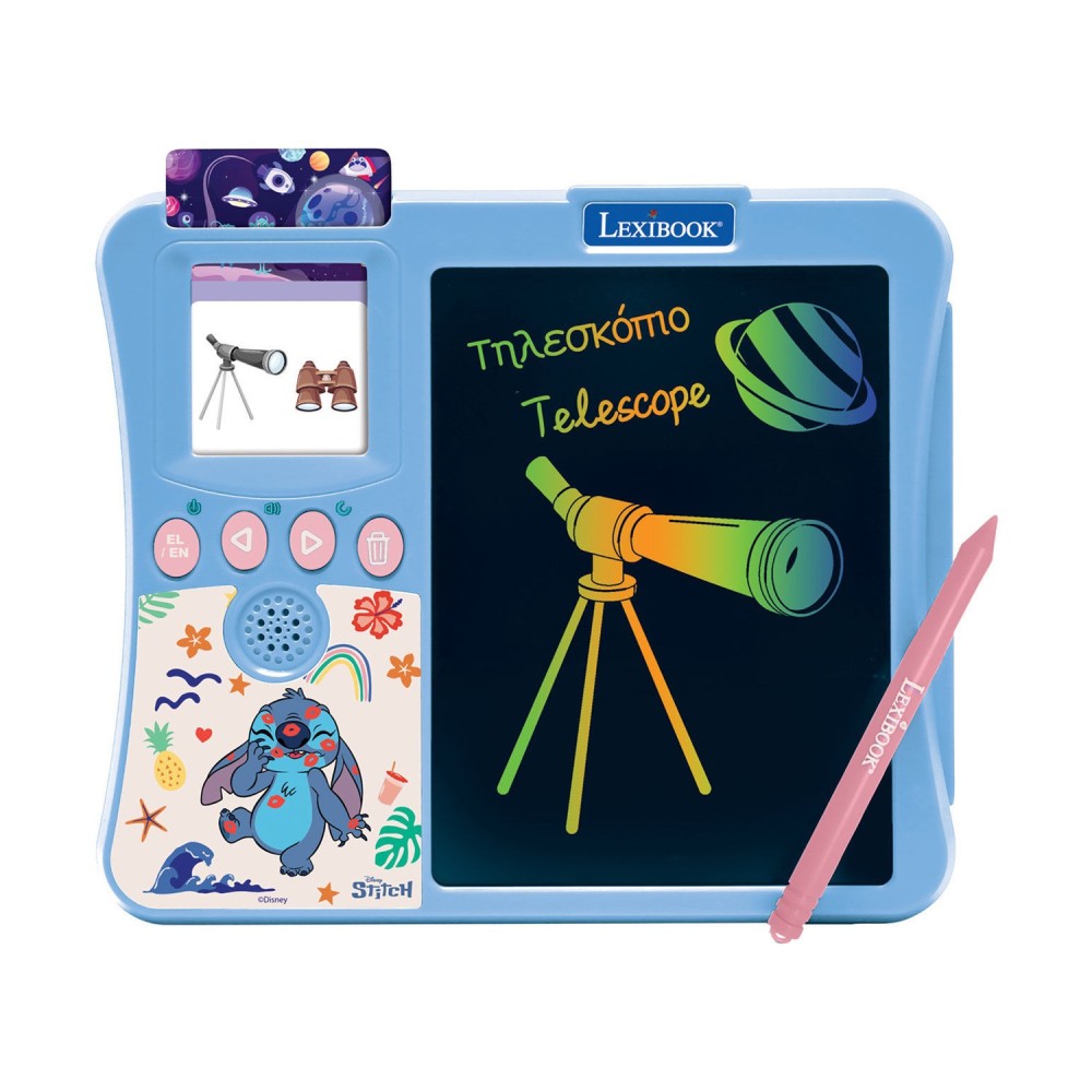 Lexibook Disney: Stitch - Interactive Bilingual Talking Card Reader With Drawing Tablet (25.JCR20Di8)