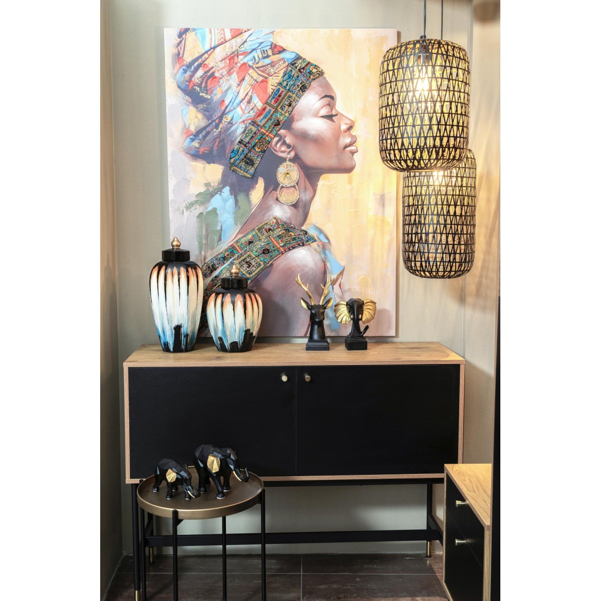 ΚΟΜΟΤΑ-ΜΠΟΥΦΕΣ ΜΕ 2 ΝΤΟΥΛΑΠΙΑ Fylliana Living GREY OAK-ΜΑΥΡΟ ΧΡΩΜΑ 120x40x90εκ