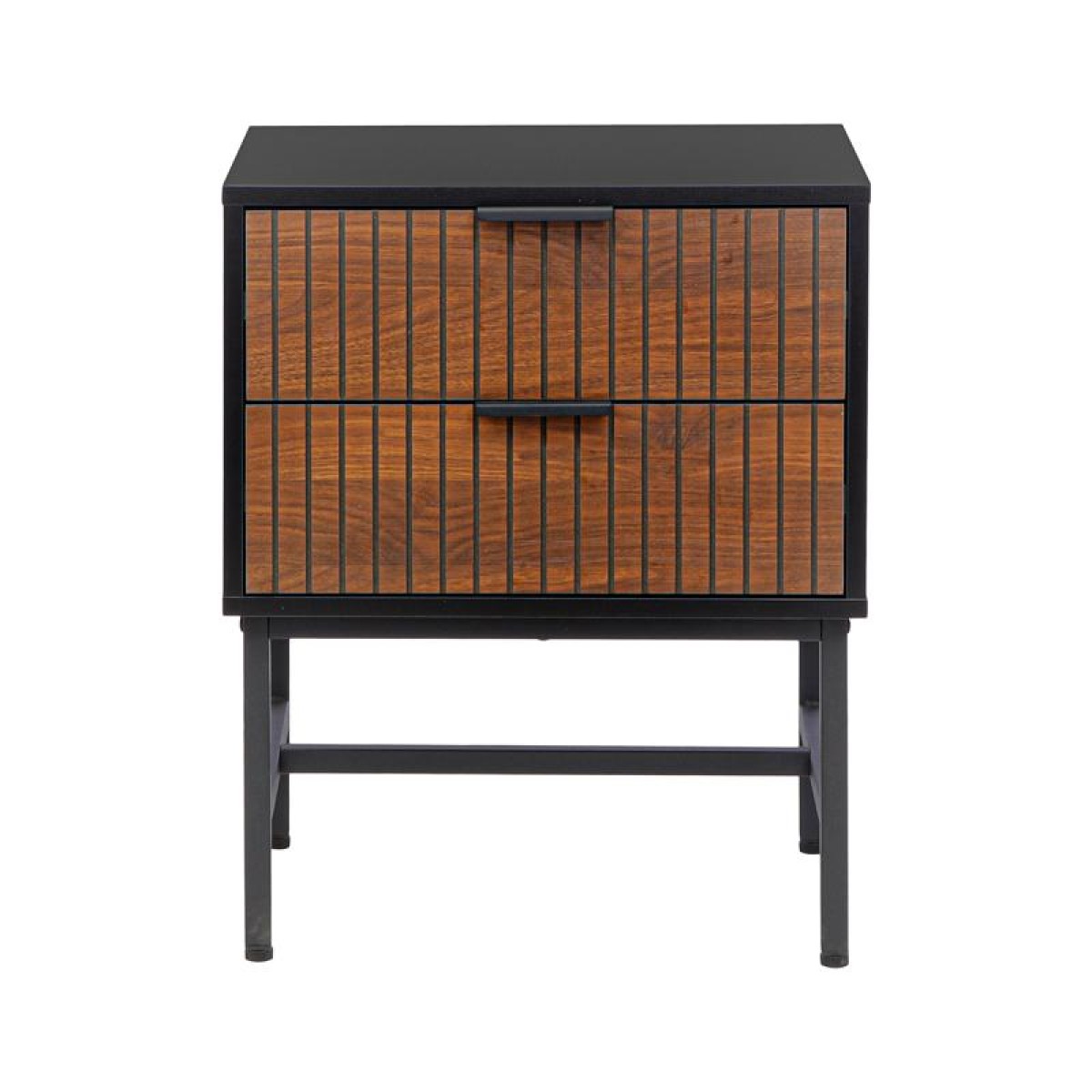 ΚΟΜΟΔΙΝΟ ΜΕ 2 ΣΥΡΤΑΡΙΑ Fylliana FL2405 ΜΑΥΡΟ-GREY OAK ΧΡΩΜΑ 48x40x60εκ