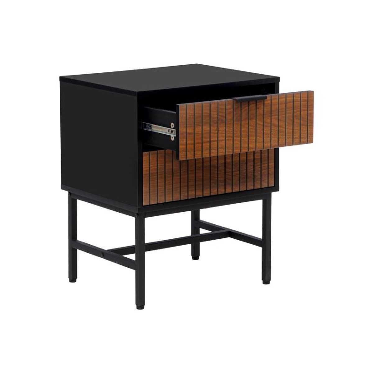 ΚΟΜΟΔΙΝΟ ΜΕ 2 ΣΥΡΤΑΡΙΑ Fylliana FL2405 ΜΑΥΡΟ-GREY OAK ΧΡΩΜΑ 48x40x60εκ