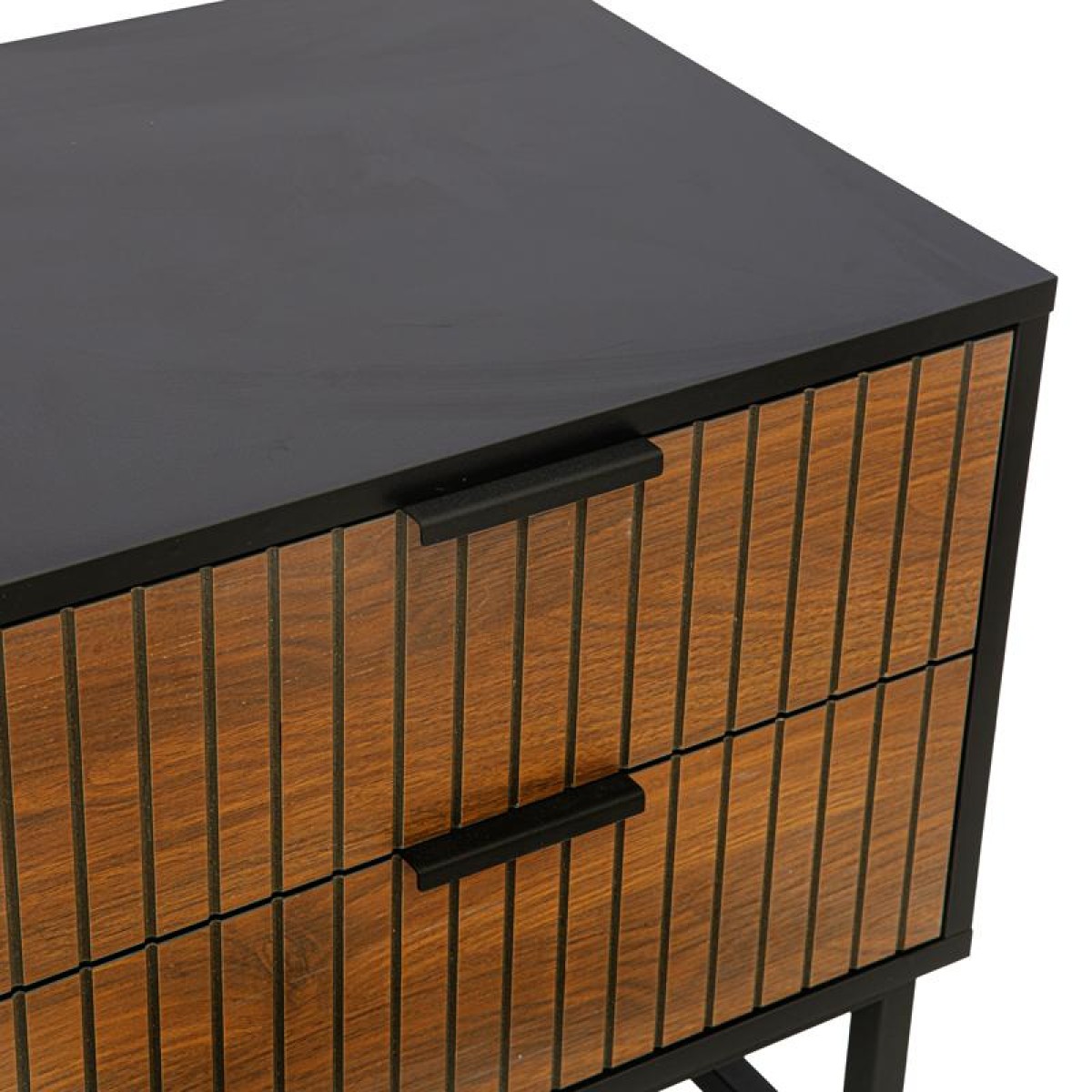 ΚΟΜΟΔΙΝΟ ΜΕ 2 ΣΥΡΤΑΡΙΑ Fylliana FL2405 ΜΑΥΡΟ-GREY OAK ΧΡΩΜΑ 48x40x60εκ
