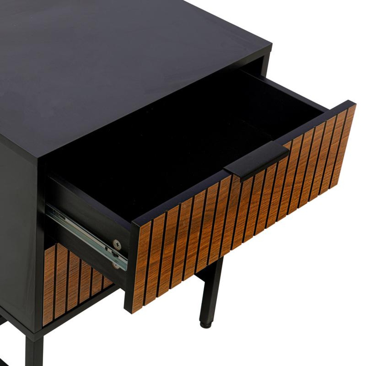 ΚΟΜΟΔΙΝΟ ΜΕ 2 ΣΥΡΤΑΡΙΑ Fylliana FL2405 ΜΑΥΡΟ-GREY OAK ΧΡΩΜΑ 48x40x60εκ