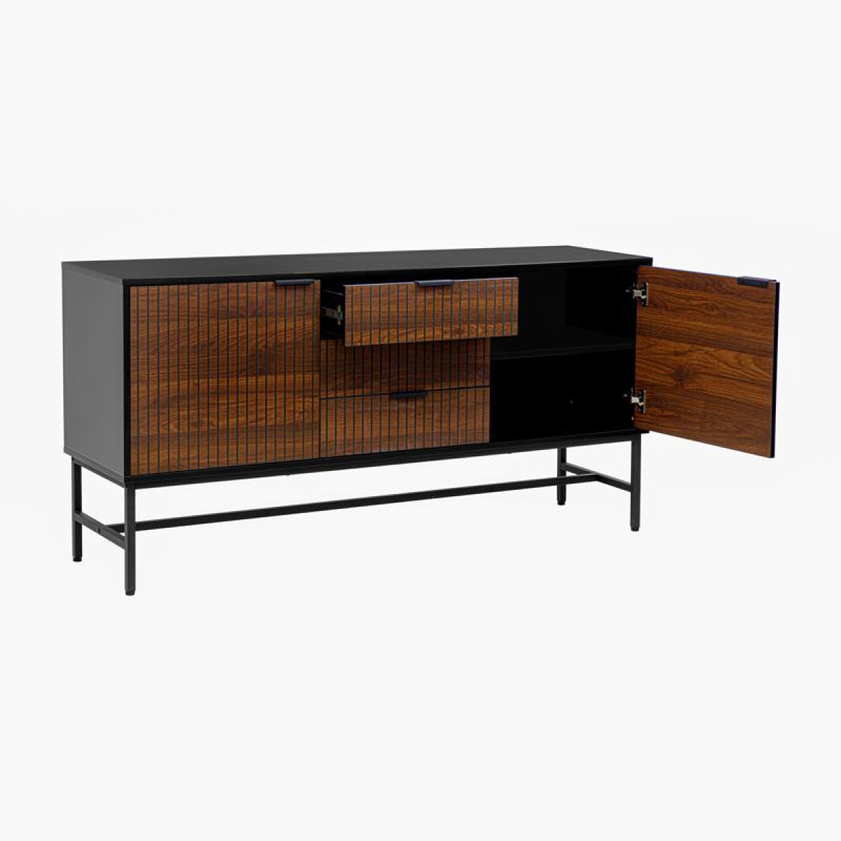 ΚΟΜΟΤΑ-ΜΠΟΥΦΕΣ Fylliana FL2405 ΜΑΥΡΟ-GREY OAK ΧΡΩΜΑ 150x40x75εκ