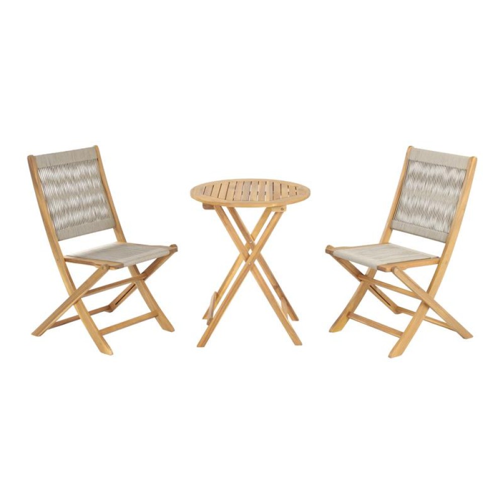 ΣΕΤ BISTRO 3 ΤΕΜ ΞΥΛΟ ΑΚΑΚΙΑΣ Fylliana FL3709 ΚΑΡΥΔΙ ΣΚΕΛΕΤΟΣ-ΜΠΕΖ ΚΟΡΔΟΝΙ 60x60x75εκ