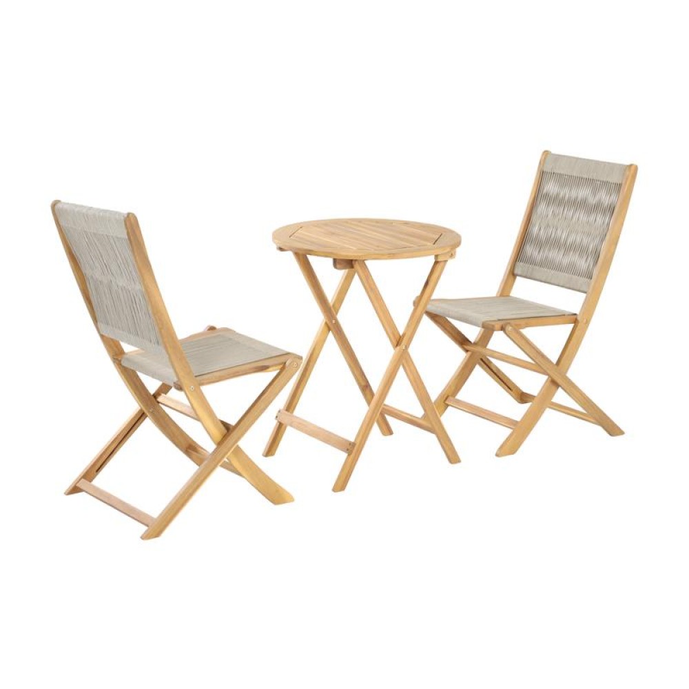 ΣΕΤ BISTRO 3 ΤΕΜ ΞΥΛΟ ΑΚΑΚΙΑΣ Fylliana FL3709 ΚΑΡΥΔΙ ΣΚΕΛΕΤΟΣ-ΜΠΕΖ ΚΟΡΔΟΝΙ 60x60x75εκ