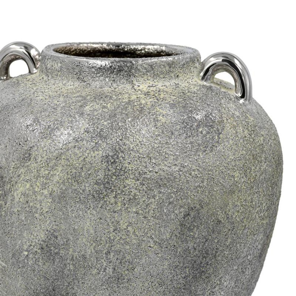 ΚΕΡΑΜΙΚΟ ΒΑΖΟ Fylliana FL134037 ΑΣΗΜΙ-ΓΚΡΙ 20x17εκ